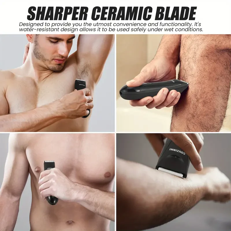 Body Trimmer 9-in-1 Face and Hair Cordless Trimmer with 8 Tools - Rinseable Attachments, 60-Minute Run Time - Black