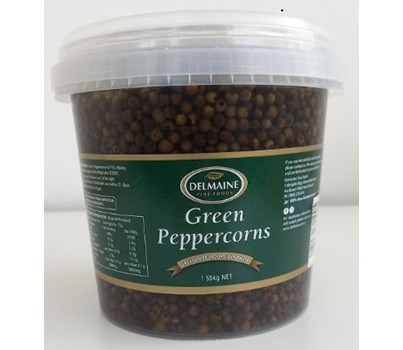 PEPPERCORNS GREEN IN BRINE 1.55KG (DELMAINE 04401)