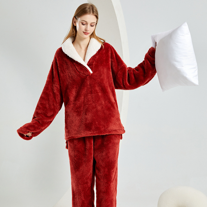 CosyMatch: Flannel Couples Pajama Set - Thickened for Home Comfort