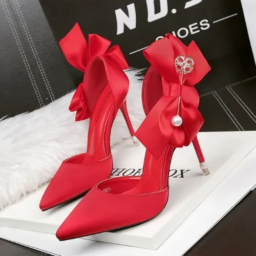 Red Strappy Chunky Heels
