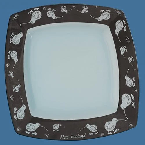 Glass Plate with Kiwi Edge Design