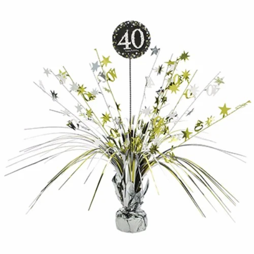 Sparkling Black 40 Happy Birthday Centrepiece