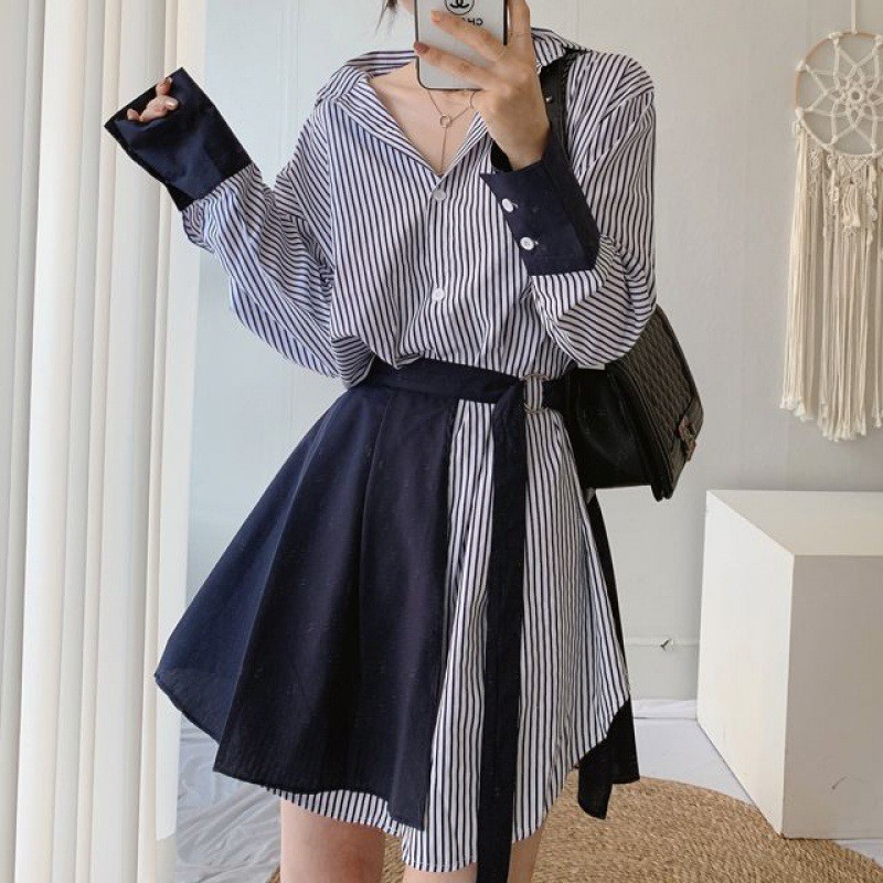 two piece striped dress