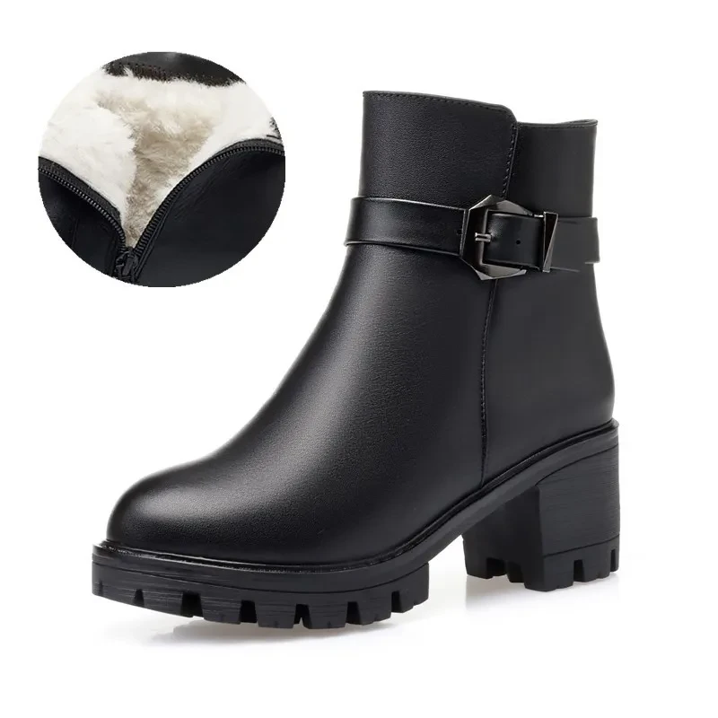 Platform Ankle Boots Thick Heel