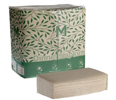 NAPKINS DINNER 2PLY 1/8F BRN 100s/PKT (MATTHEWS MPH38465)