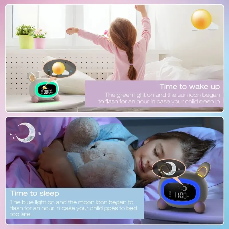Cute Rabbit Sleep Training Alarm Clock With Music