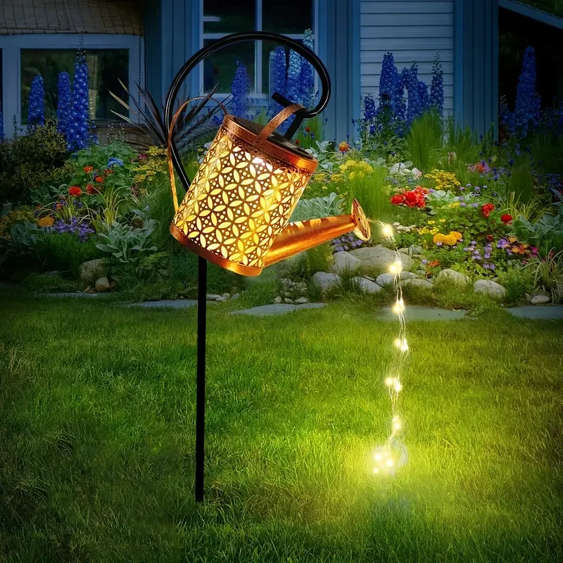 Solar-Powered LED Kettle Light - Metal Garden Lantern for Outdoor Patios, Lawns & Pathways
