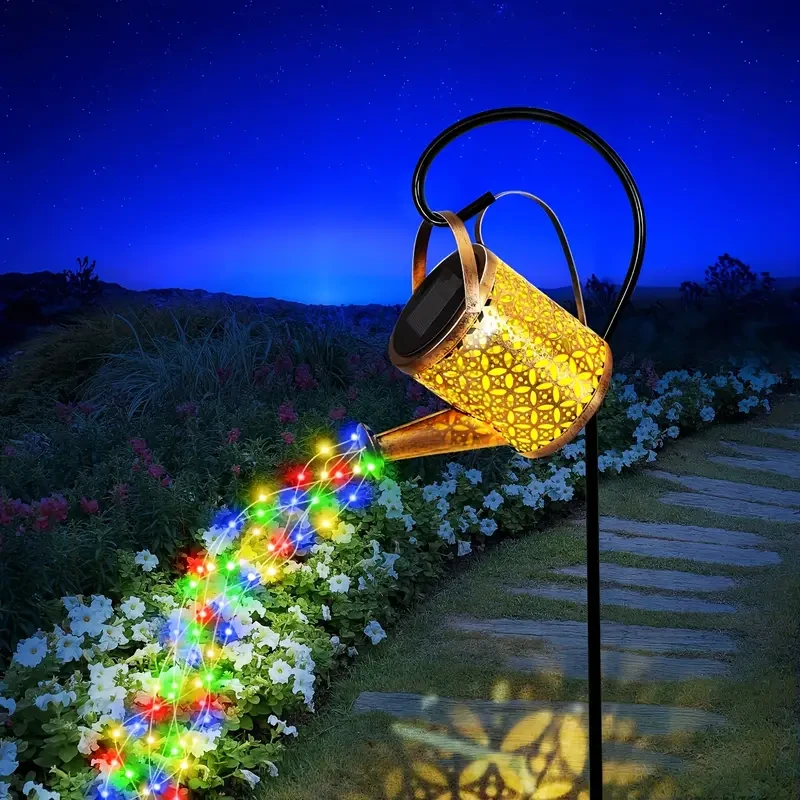 Solar-Powered LED Kettle Light - Metal Garden Lantern for Outdoor Patios, Lawns & Pathways