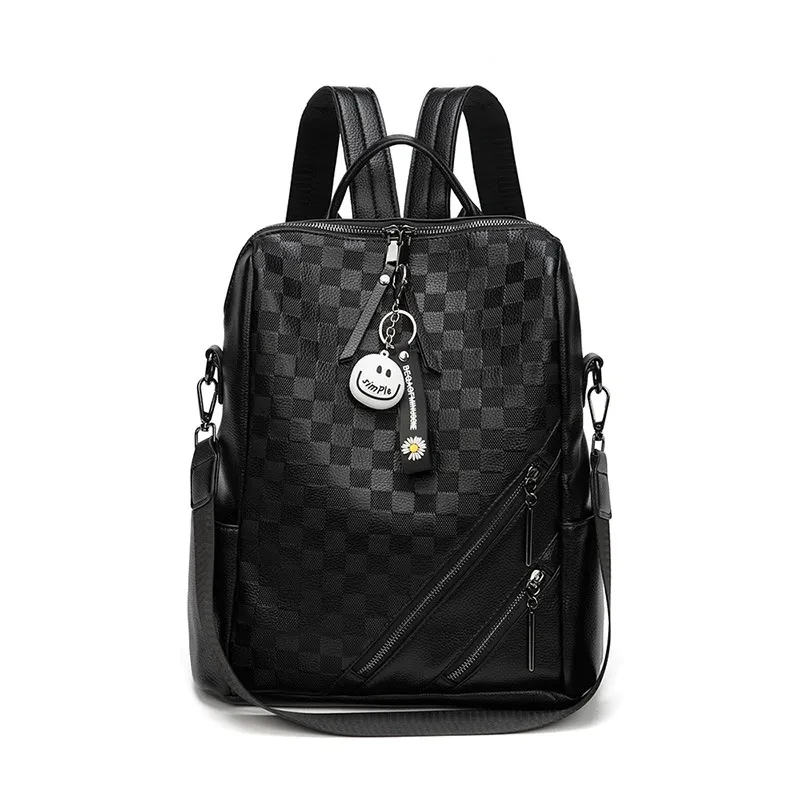 Checkerboard Backpack Casual Shoulder Bag For Women