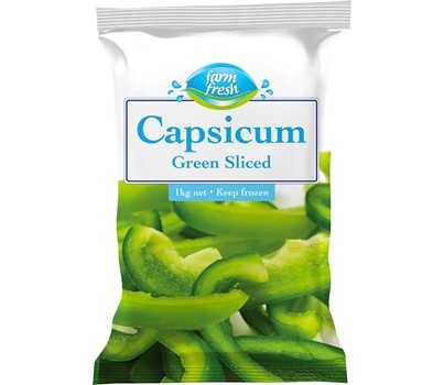 CAPSICUM GREEN SLICED 1KG (FARM FRESH) [FZN]