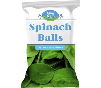 SPINACH LEAF BALLS 1KG (FARM FRESH) [FZN]
