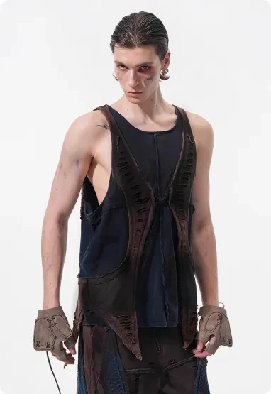 Small Niche Cut Structure Spliced Vest For Men In Summer Spray Color