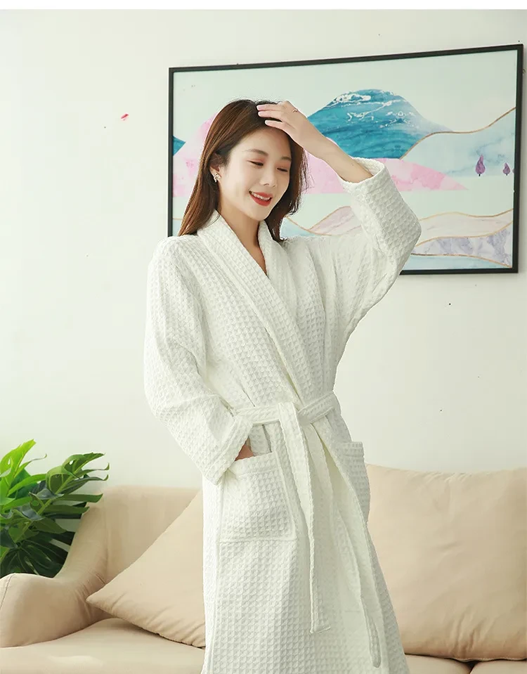 Cotton Double Waffle Unisex Thickened Long Robe