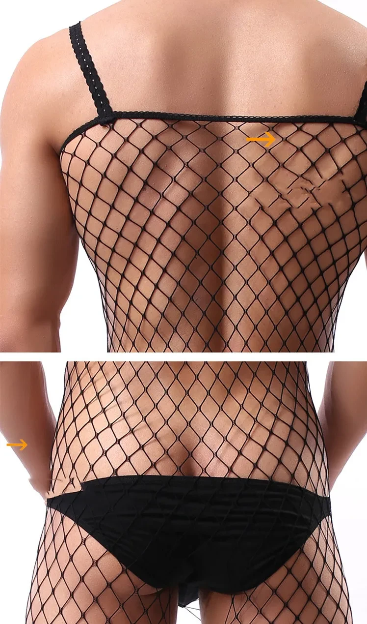 Men's One Piece Sling Front And Back Hollow Stockings