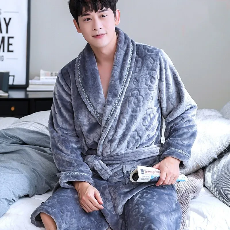 Winter Bathrobe Coral Fleece Couple Pajamas