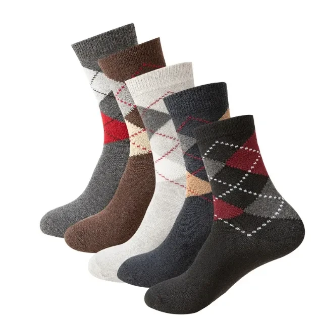 Wool Lined Socks With Flat Dotted Lines