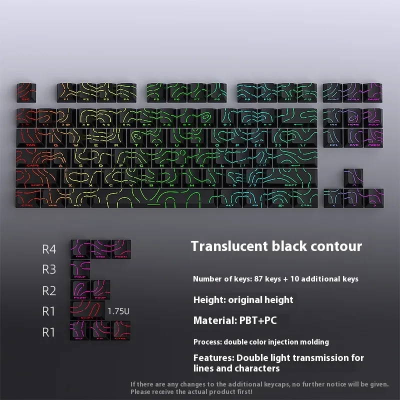 Contour Line Black Line Crack Character Luminous Key Cap