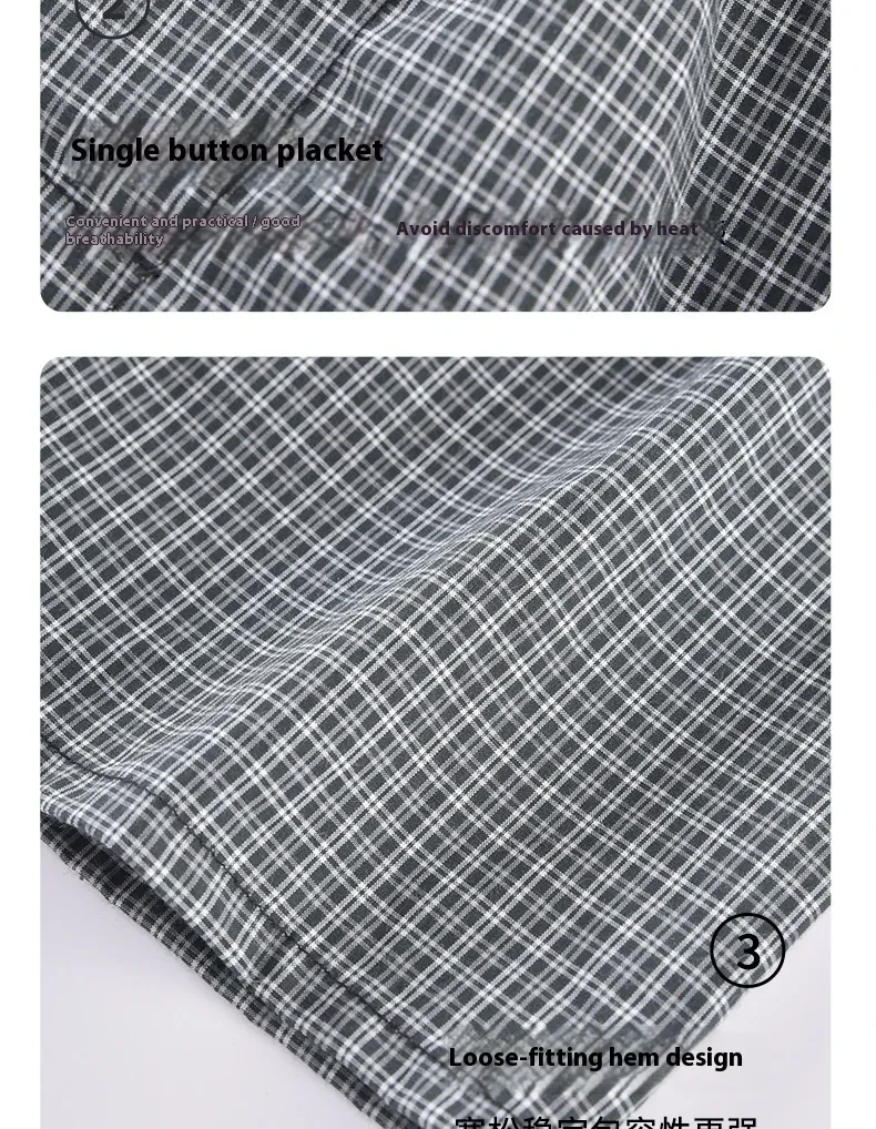 Men's Casual Loose Home Pants Plaid Shorts