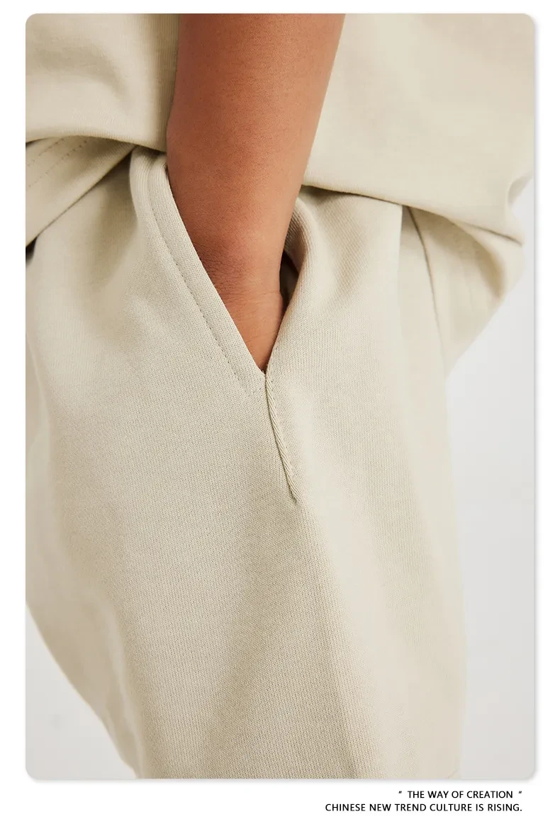 Earth Color Basic Style Medium And Large Children's Cotton Shorts