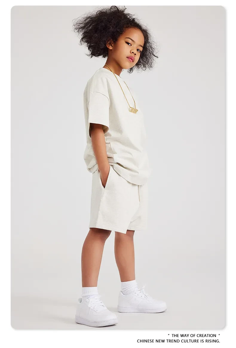 Earth Color Basic Style Medium And Large Children's Cotton Shorts
