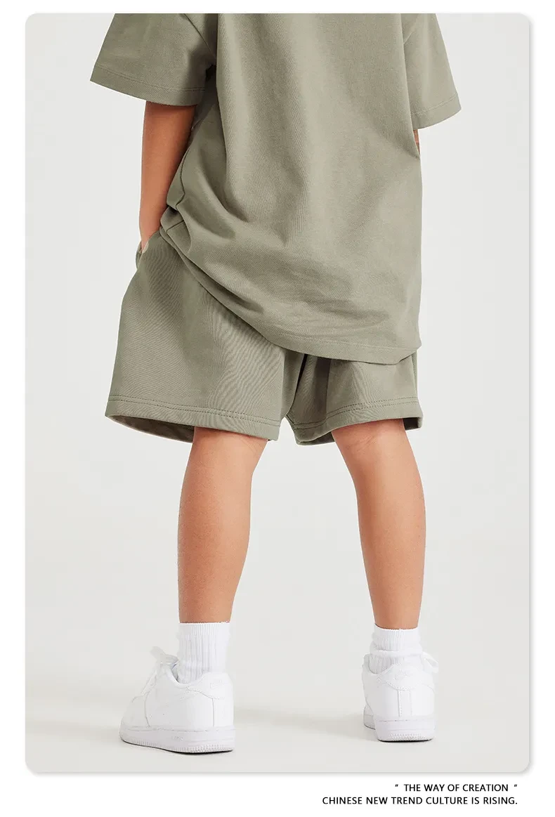 Earth Color Basic Style Medium And Large Children's Cotton Shorts