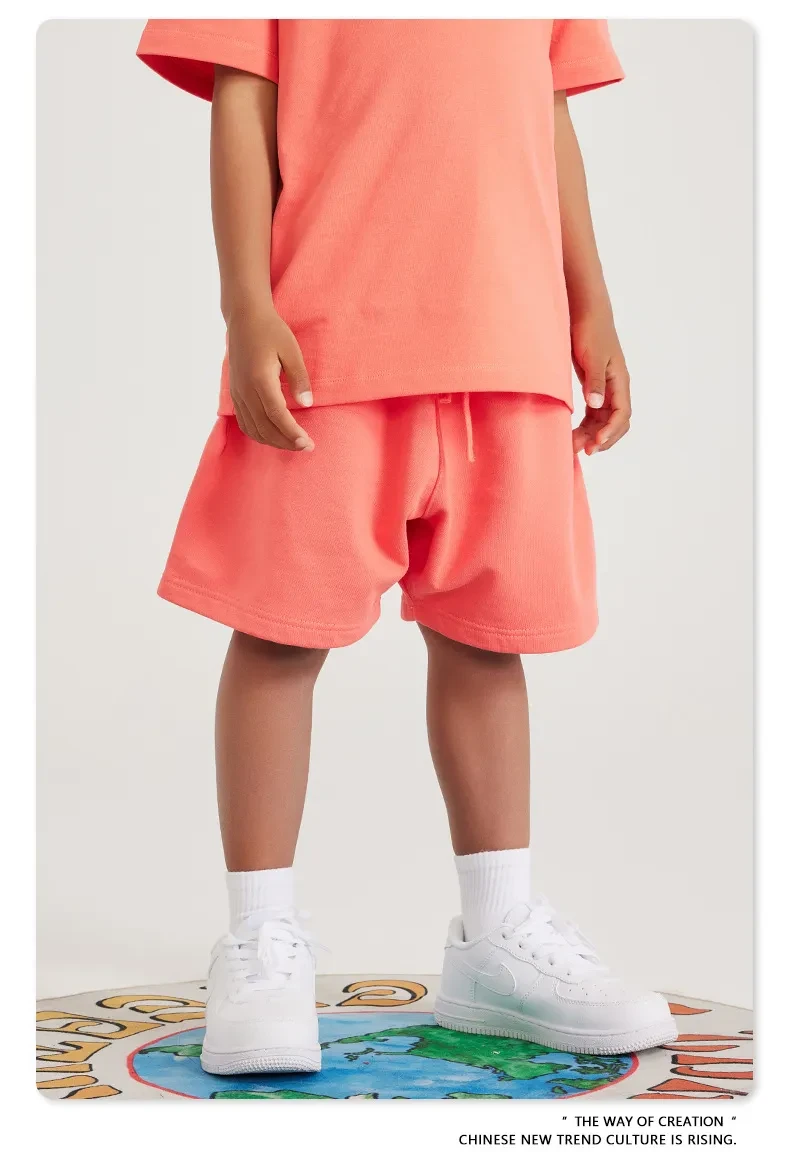 Earth Color Basic Style Medium And Large Children's Cotton Shorts