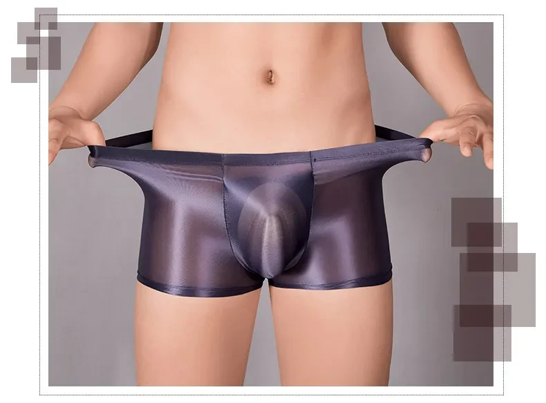 Oil Glossy U Convex Ultra-thin Transparent Men's Comfortable Stretch Shorts