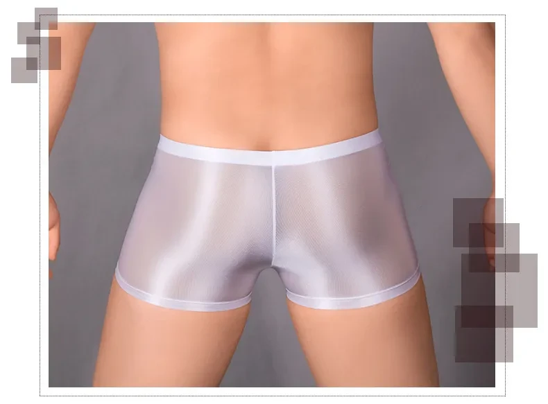 Oil Glossy U Convex Ultra-thin Transparent Men's Comfortable Stretch Shorts