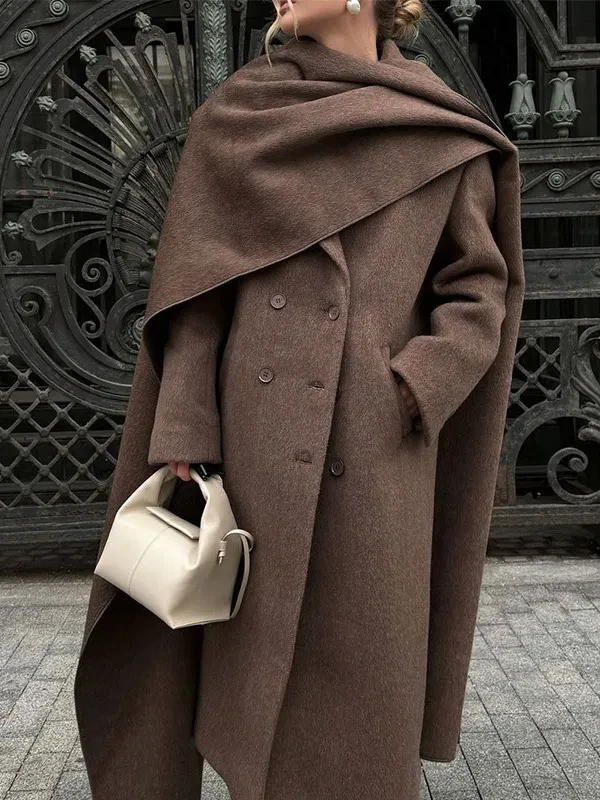 Arrival Of Scarf Collar Woolen Coat