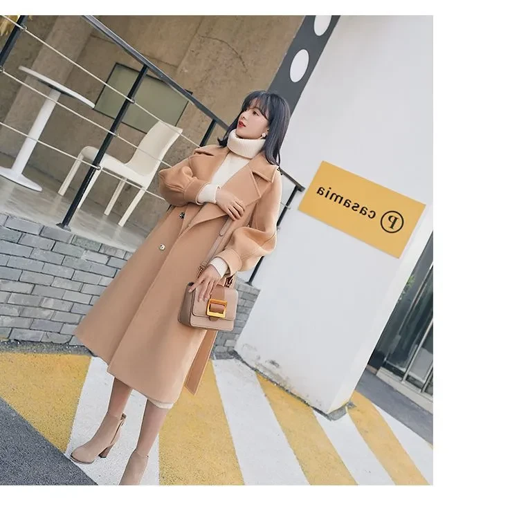 Autumn And Winter Woolen Coat Women's Korean-style Thickened Cinched