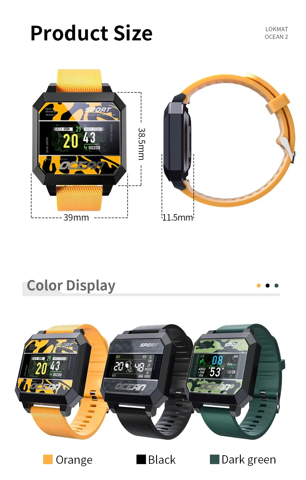 Heart Rate Blood Pressure Oximeter Step Smart Sports Watch