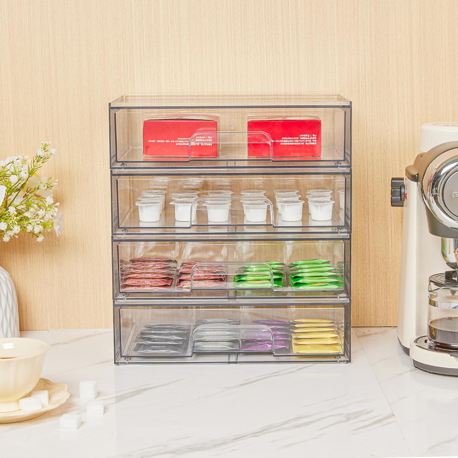 Stackable Containers with Drawers