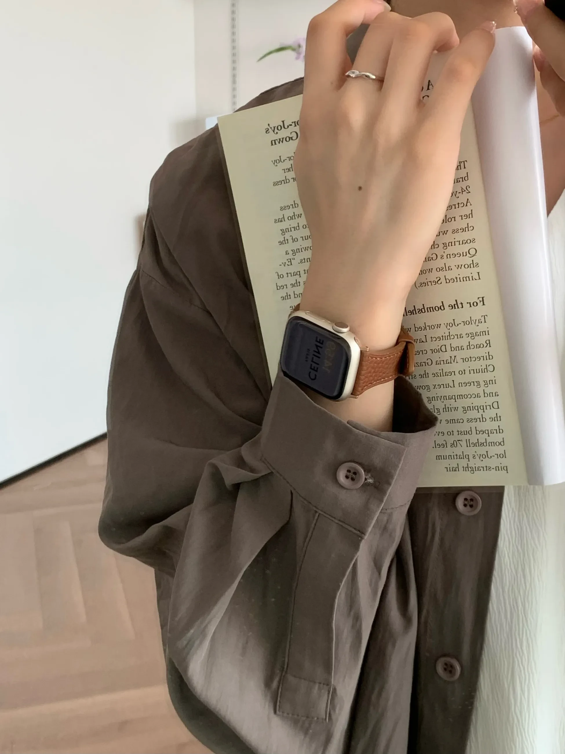 Square Buckle Small Waist Thin Lychee Leather Strap