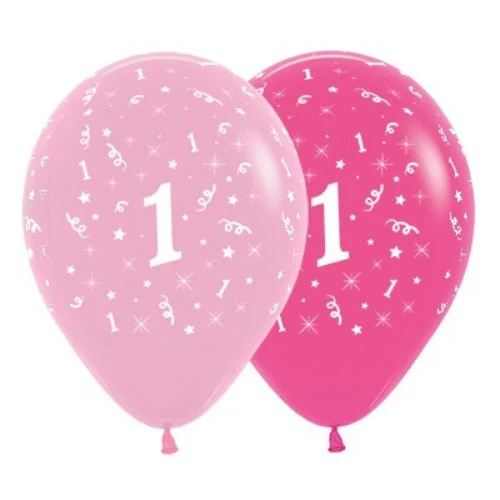 Balloons Age 1 Pink - Pack of 6