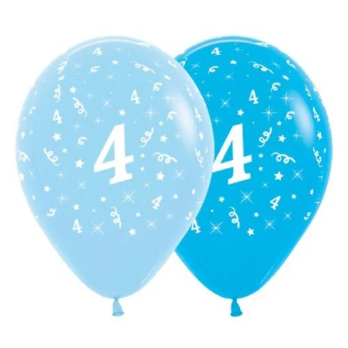 Balloons Age 4 Blue - Pack of 6