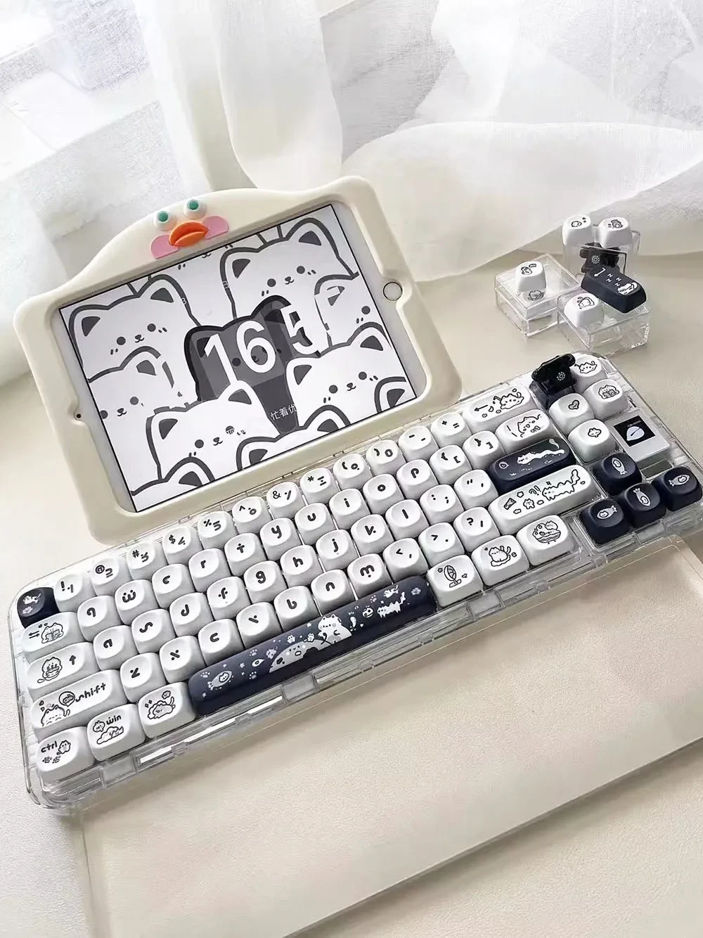 Kitten's Fantasy Key Cap MOA Height Flat Chest Height Black And White Cat Cute Key Cap In Stock