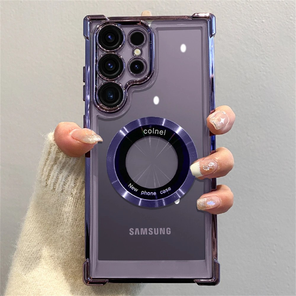 Phone Case Magnetic Suction Airbag Electroplating Transparent
