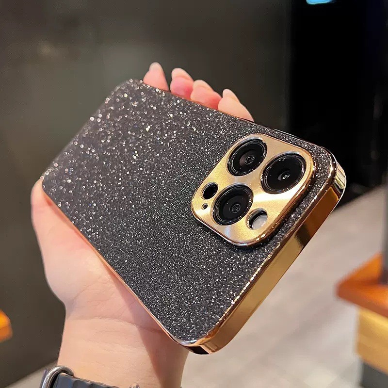 Electroplated Star Diamond Glitter Phone Case Metal CD Pattern Protective Cover