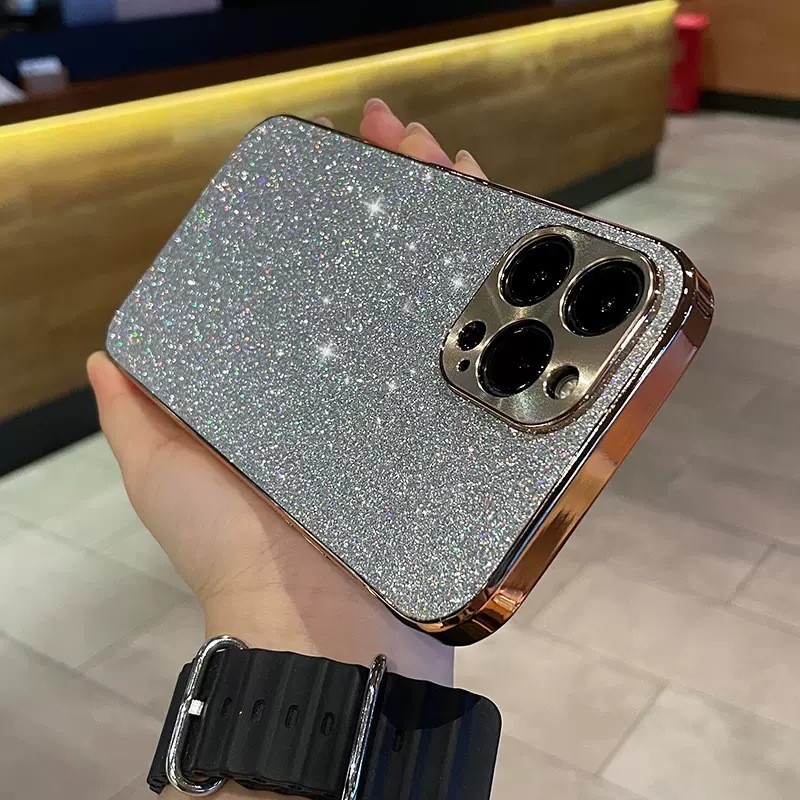 Electroplated Star Diamond Glitter Phone Case Metal CD Pattern Protective Cover