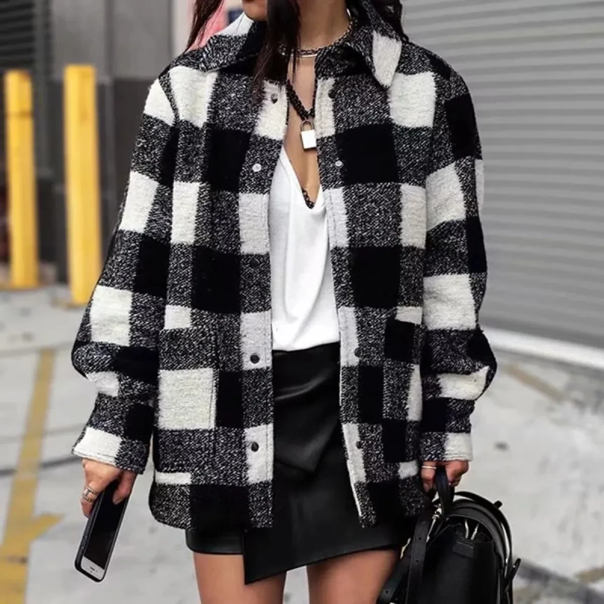 Black And White Checkered Shirt Womens