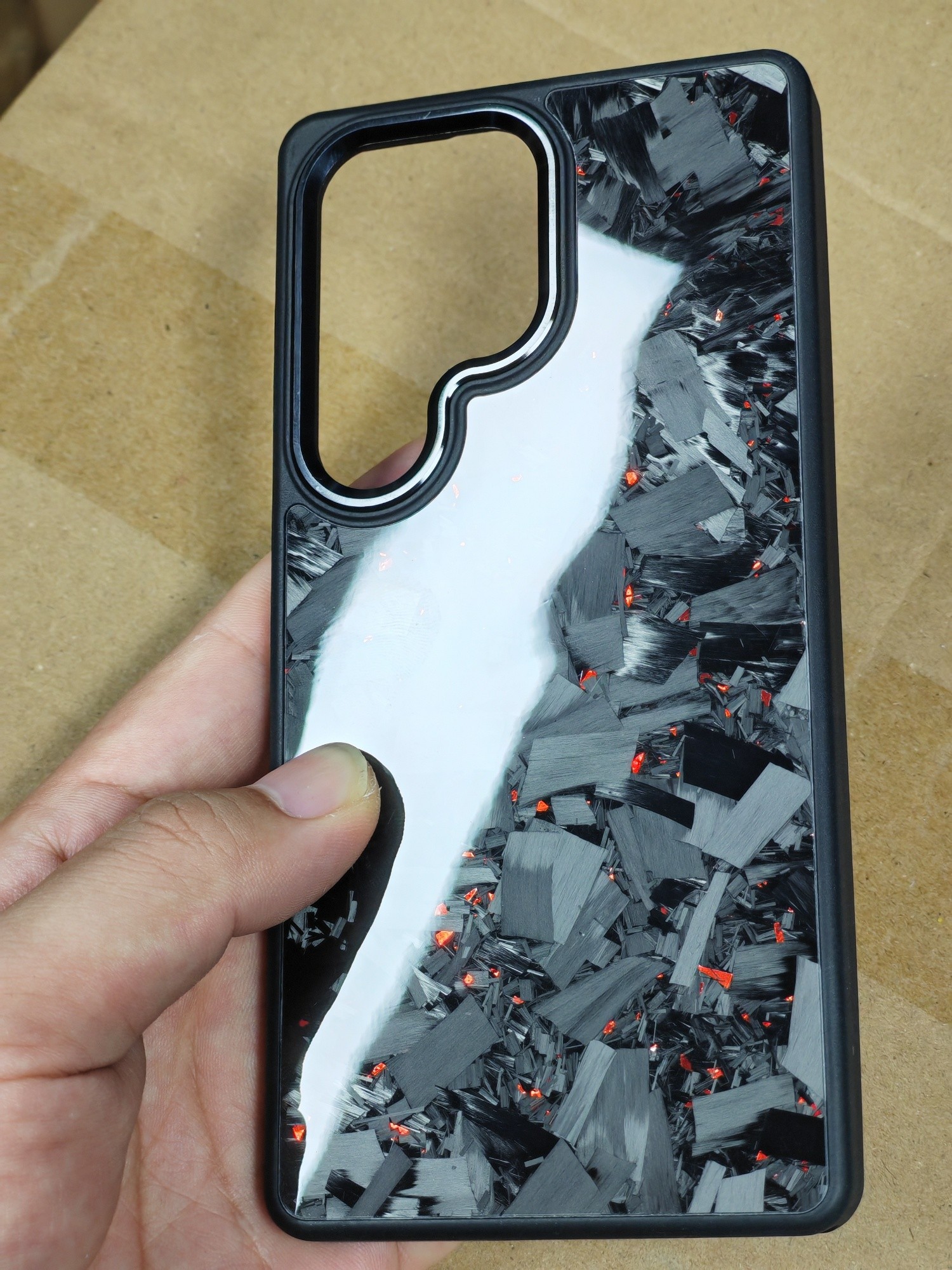 Carbon Fiber Protective Sleeve Forging Large Grain Phone Case