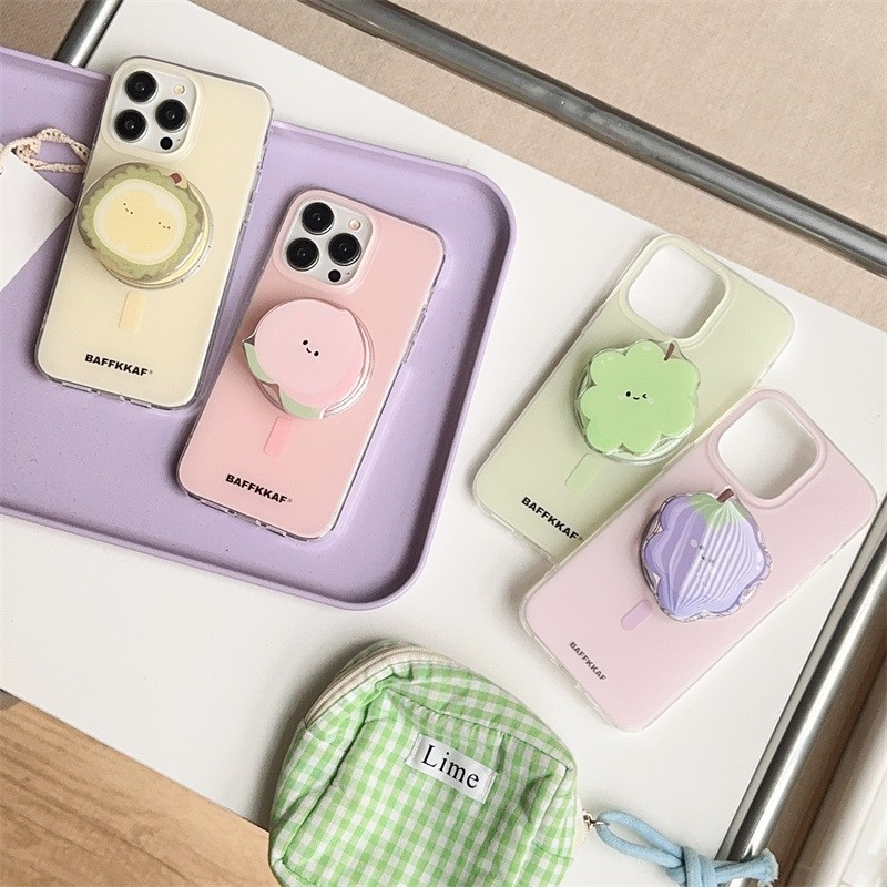 Simple Solid Color Fruit Magnetic Bracket Phone Case