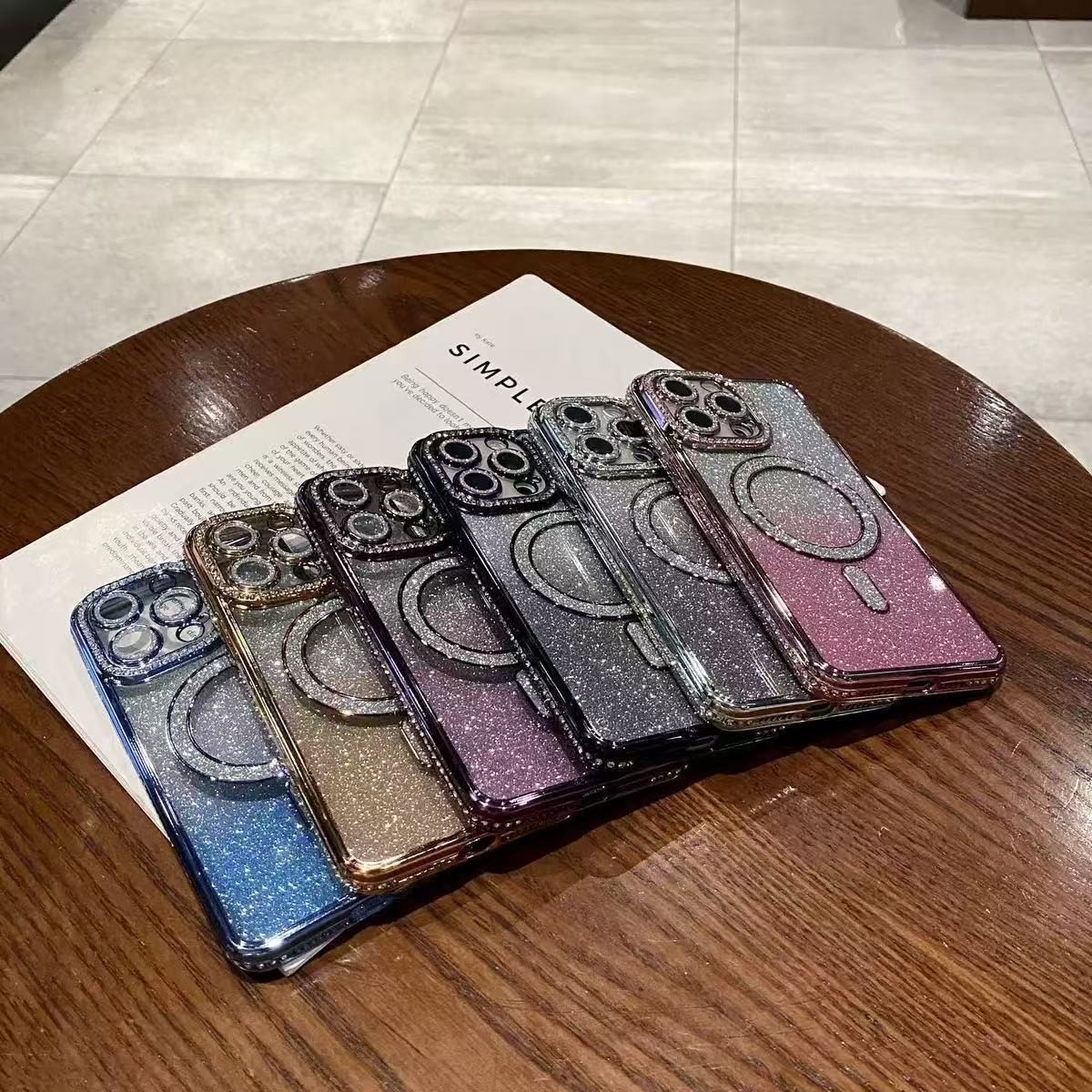 Rhinestone Glitter Magnetic Phone Case All-inclusive Drop-resistant Protective Cover