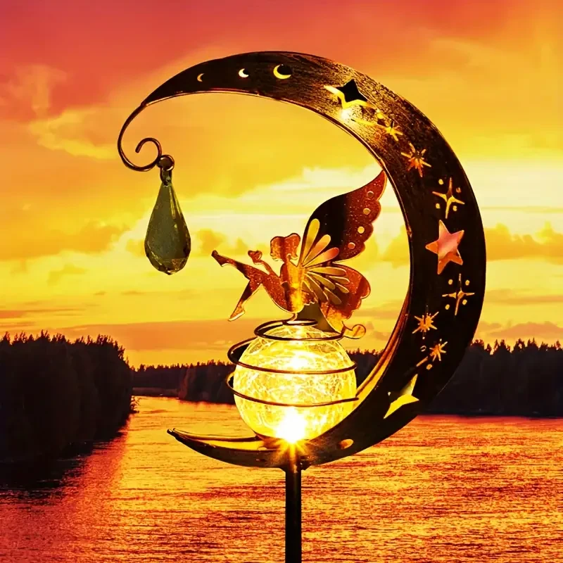 Solar-Powered Iron Moon Fairy Light - Exquisite Yard Decor for Garden Pathways & Gazebos
