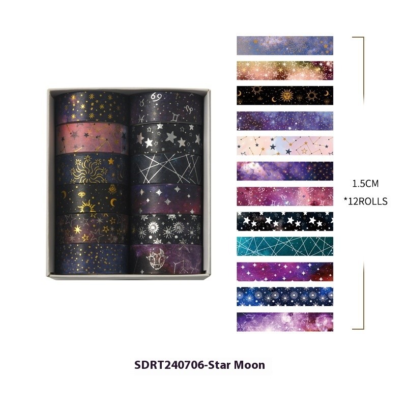 Starry Sky Slice Mysterious Star Moon SUNFLOWER Diy Popular Fireworks Tape