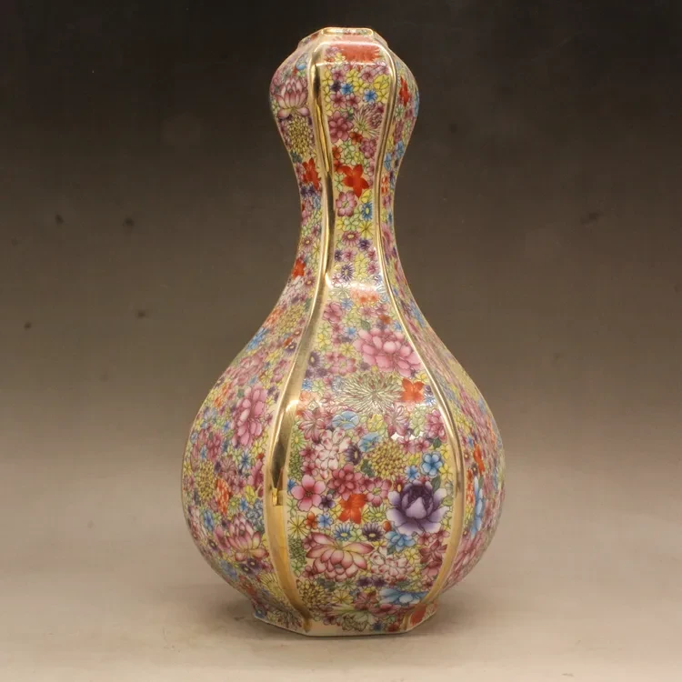 Qing Qianlong Pastel Kaleidoscope Pattern Bulbous Lipped Vase