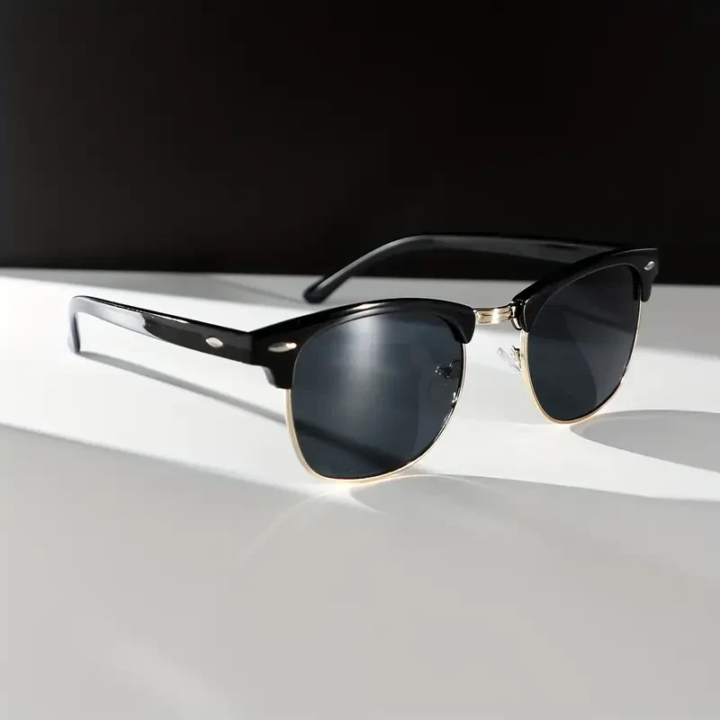 Vintage-Inspired Men's Fashion Glasses - Semi-Rimless Metal Frame