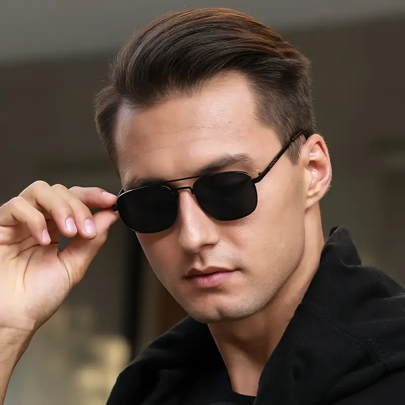 Men's Metal Square Double Beam Glasses - Elegant and Fashionable