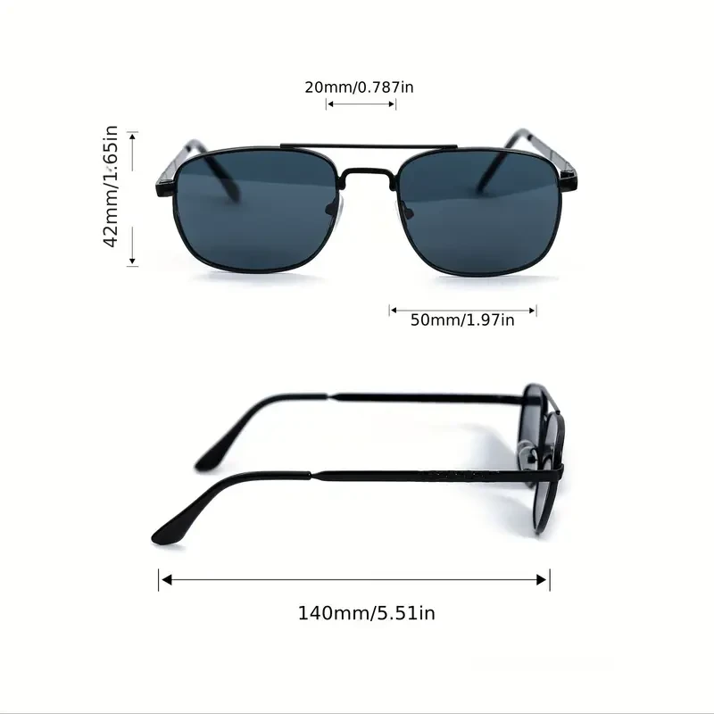 Men's Metal Square Double Beam Glasses - Elegant and Fashionable