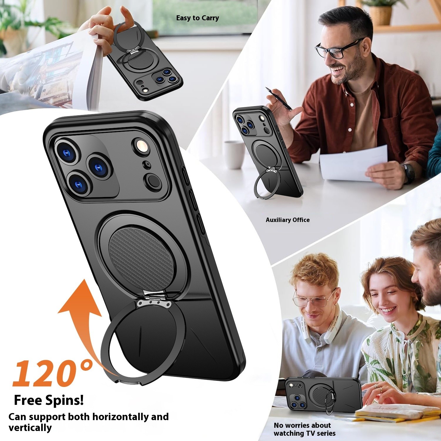 Suitable For 17Pro Phone Case Rotating Damping Magnetic Bracket Two-in-one